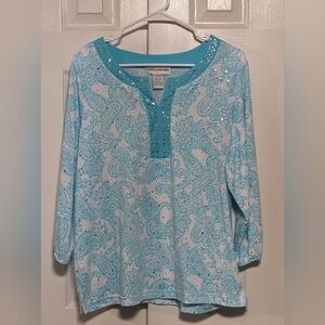 5/$25. Cathy Daniels Beaded Floral Paisley Blouse